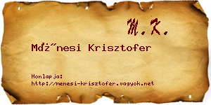Ménesi Krisztofer névjegykártya